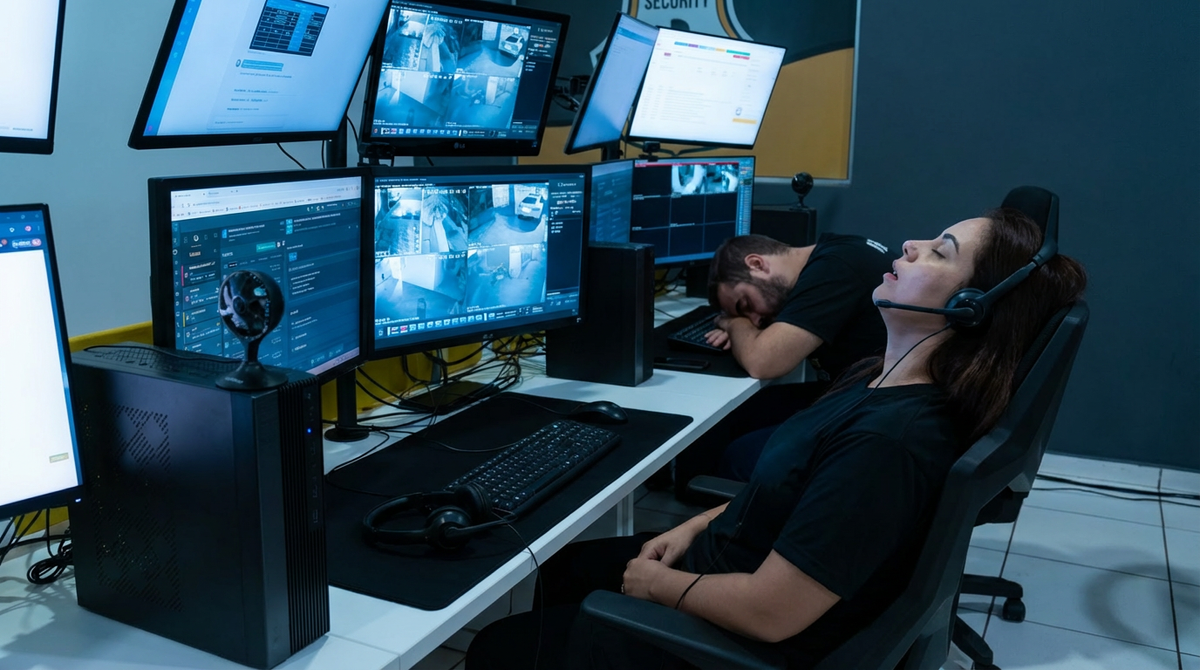 Operador dormindo no plantão