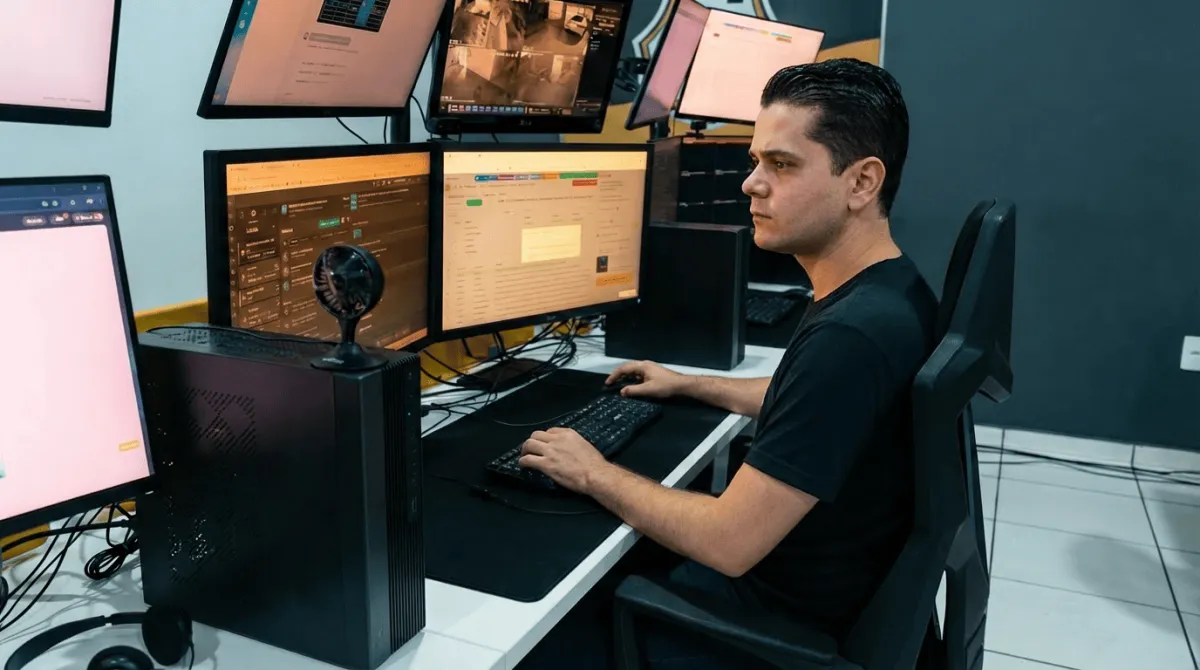 Dono da empresa cobrindo plantão