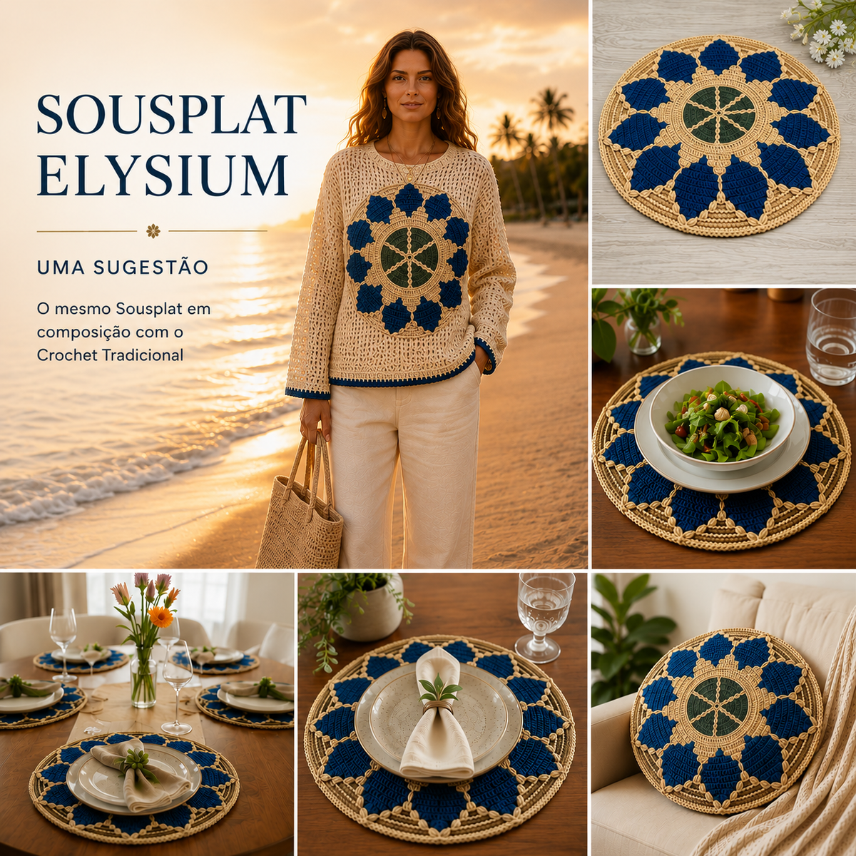 Sousplat Elysium em Mosaico Crochet