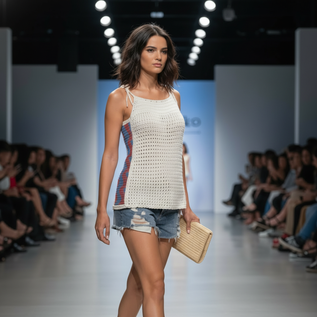 Regata Copamosa em Mosaico Crochet - vista lateral