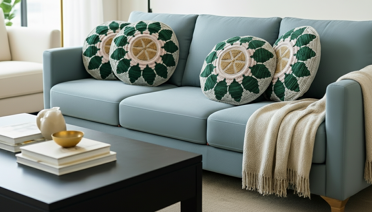 Almofadas em Mosaico Crochet