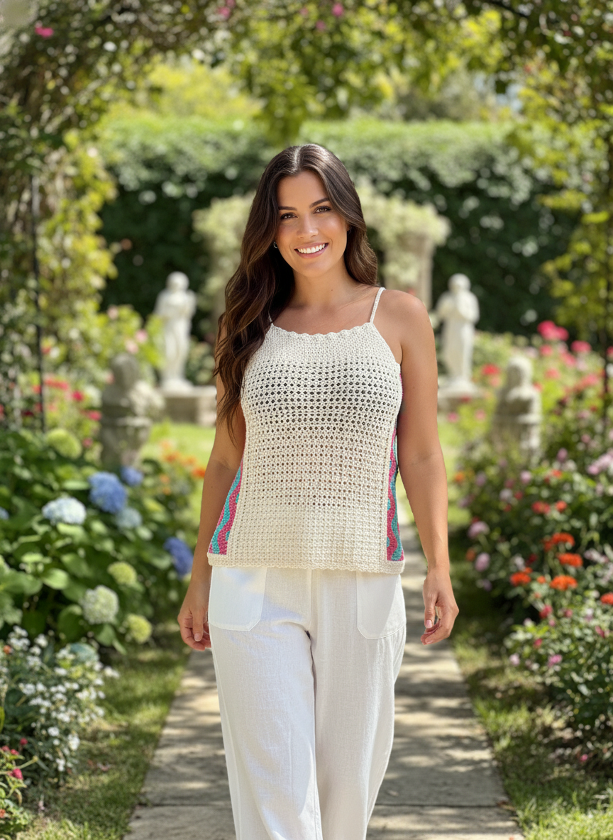 Regata Copamosa em Mosaico Crochet - vista lateral