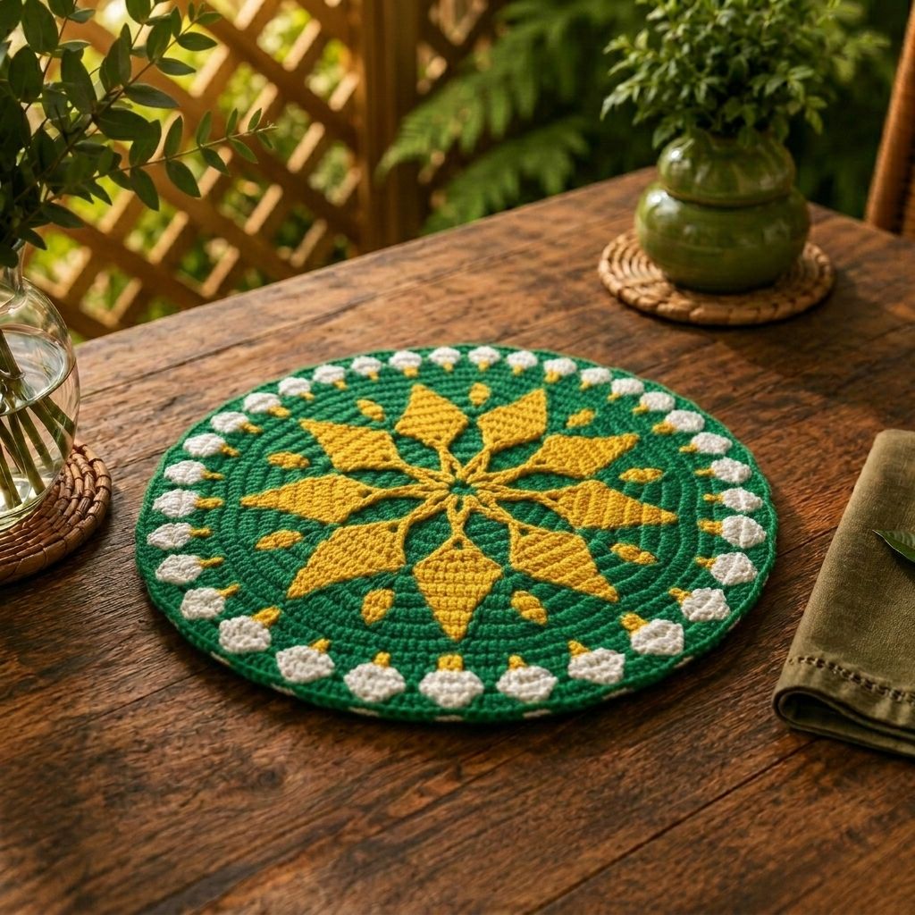 Sousplat Primaveris em Mosaico Crochet