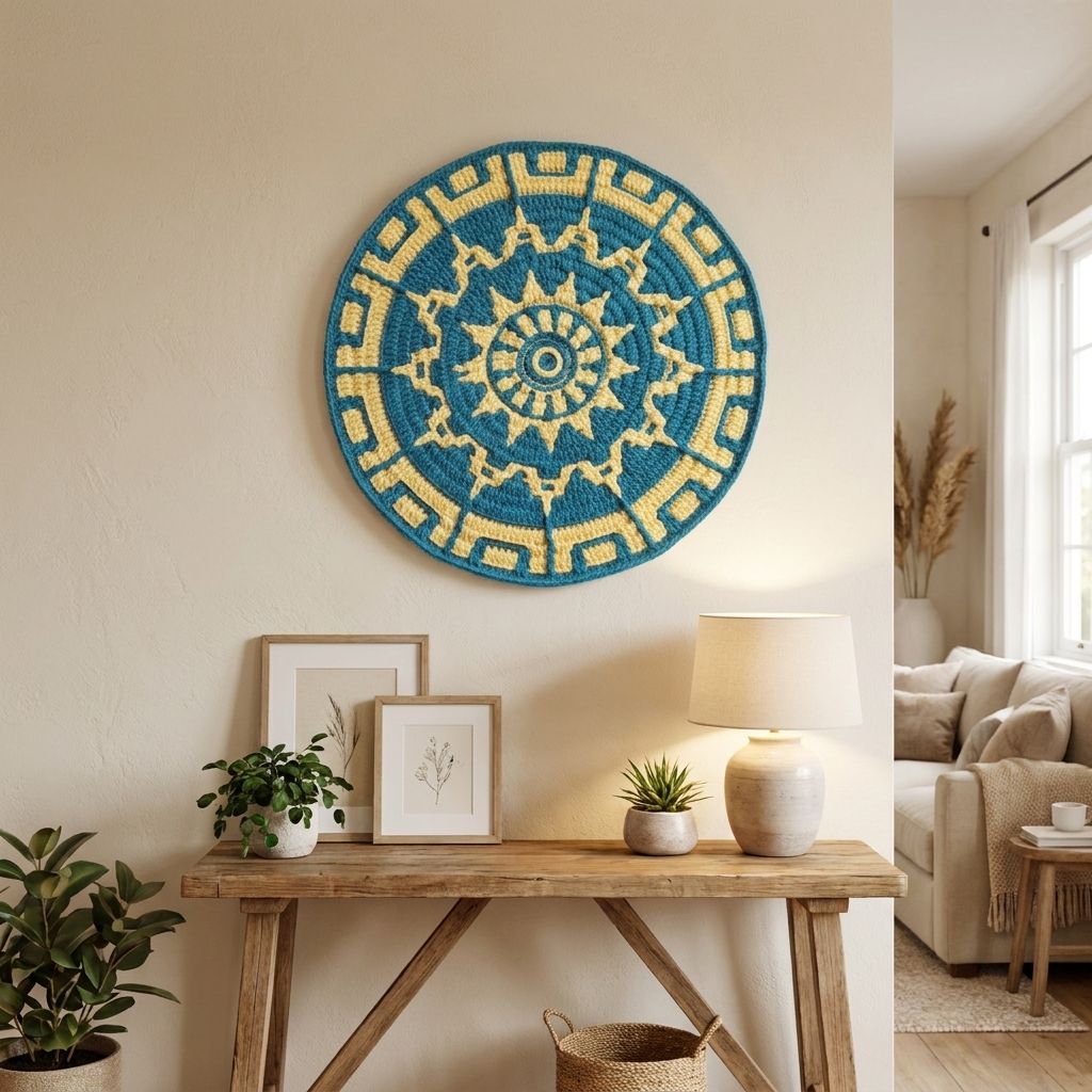 Mandala em Mosaico Crochet Circular