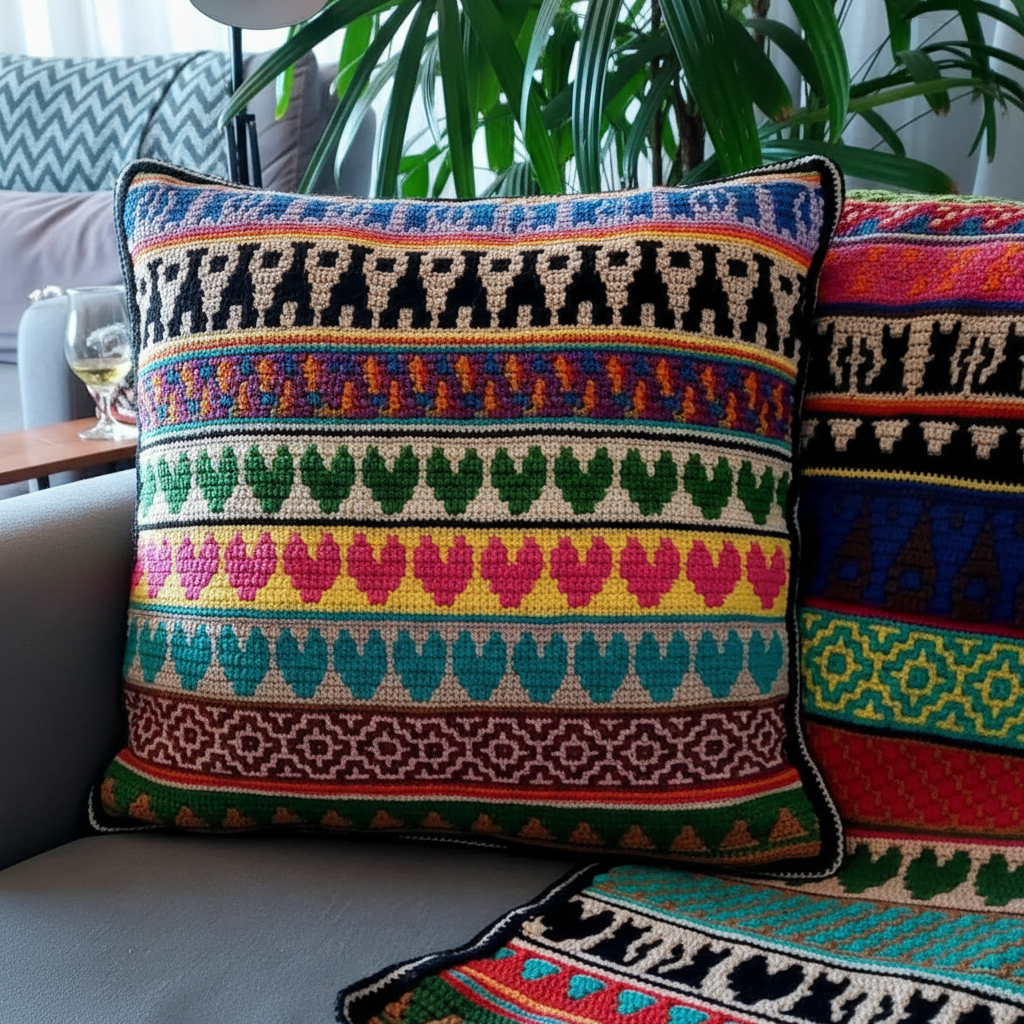 Almofada em Mosaico Crochet