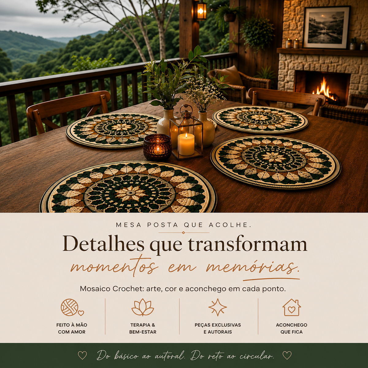 Peça em Mosaico Crochet mostrando a textura e o desenho geométrico