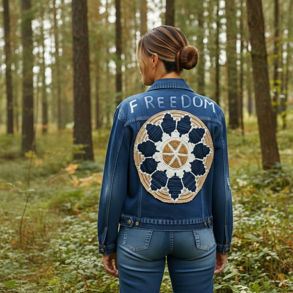 Mesa decorada com peça em Mosaico Crochet