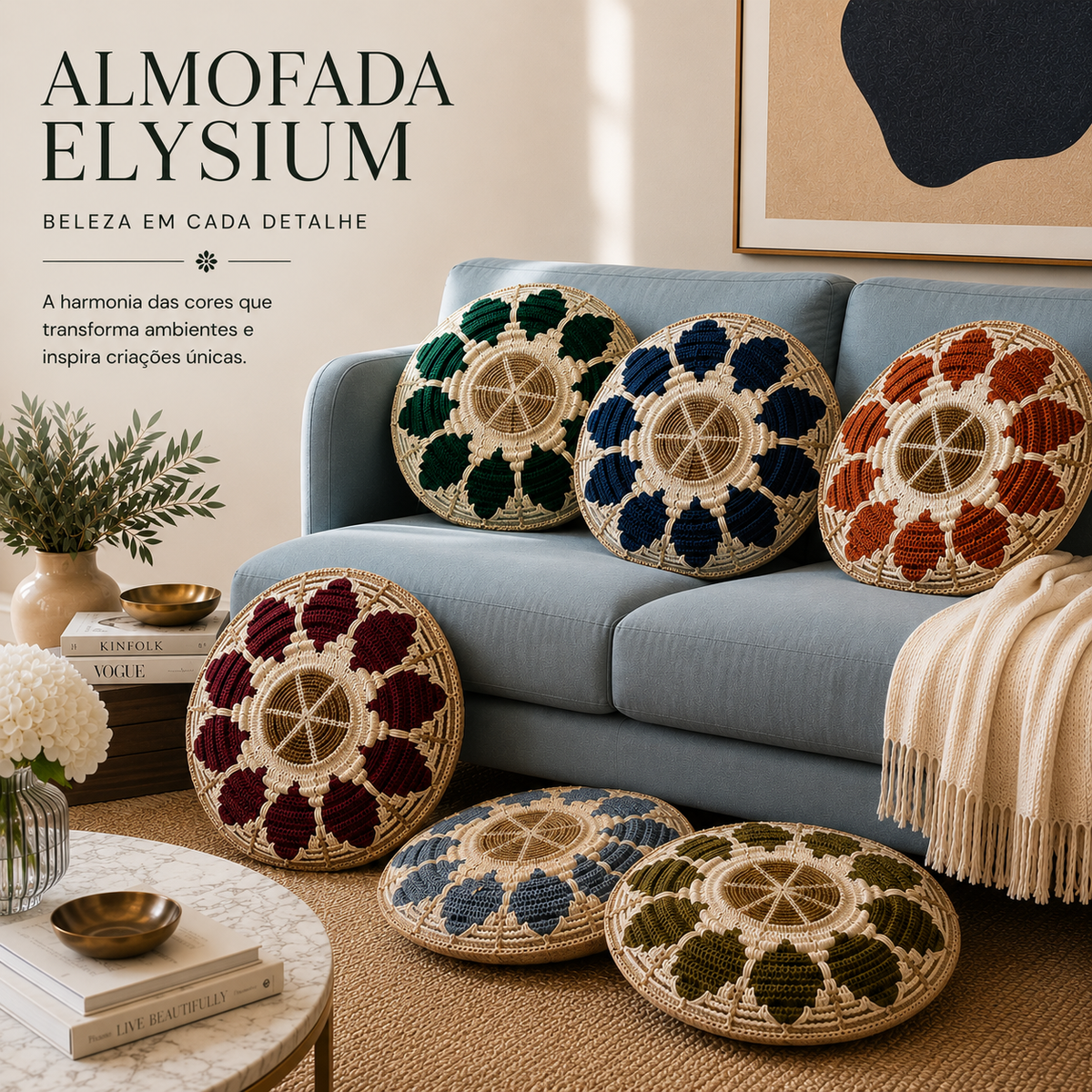 Almofada em Mosaico Crochet