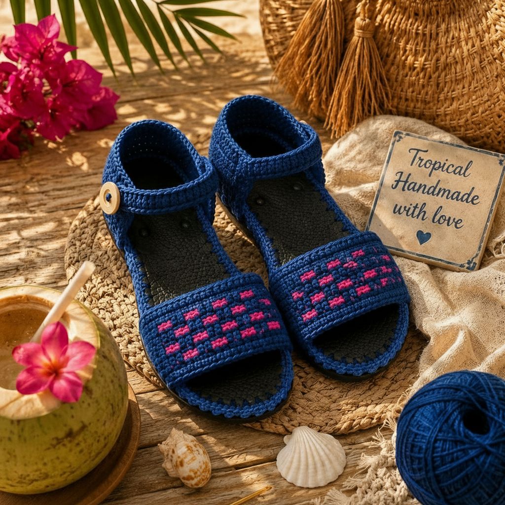 Sandália Tribalista em Mosaico Crochet