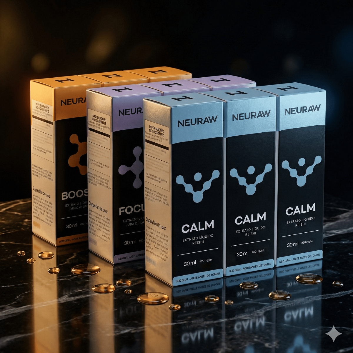 Kit com 9 frascos empilhados e caixa premium