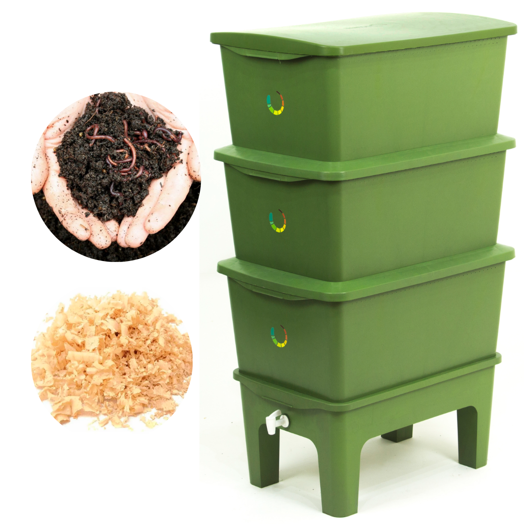 Composteira + Kit compostagem Verde 135L