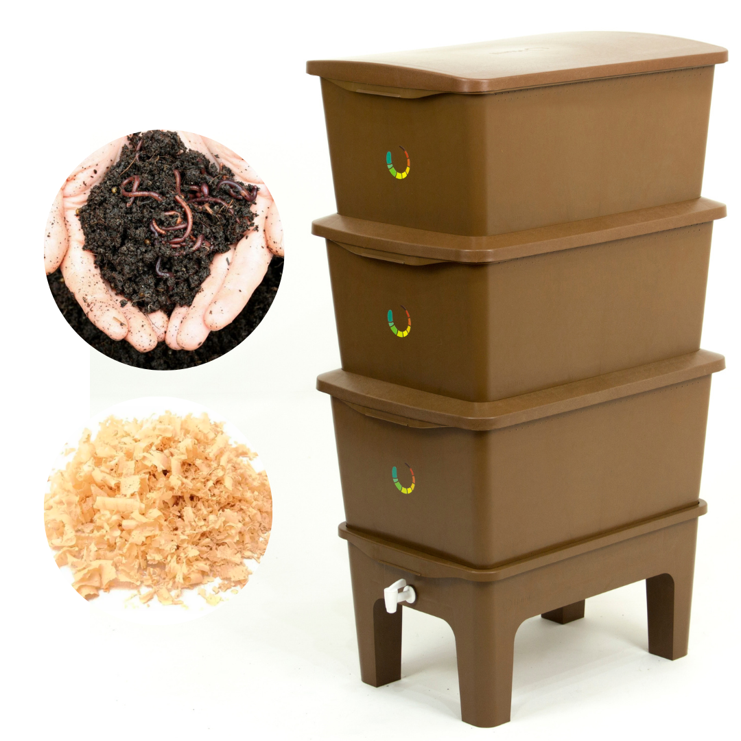 Composteira + Kit compostagem Marrom 135L