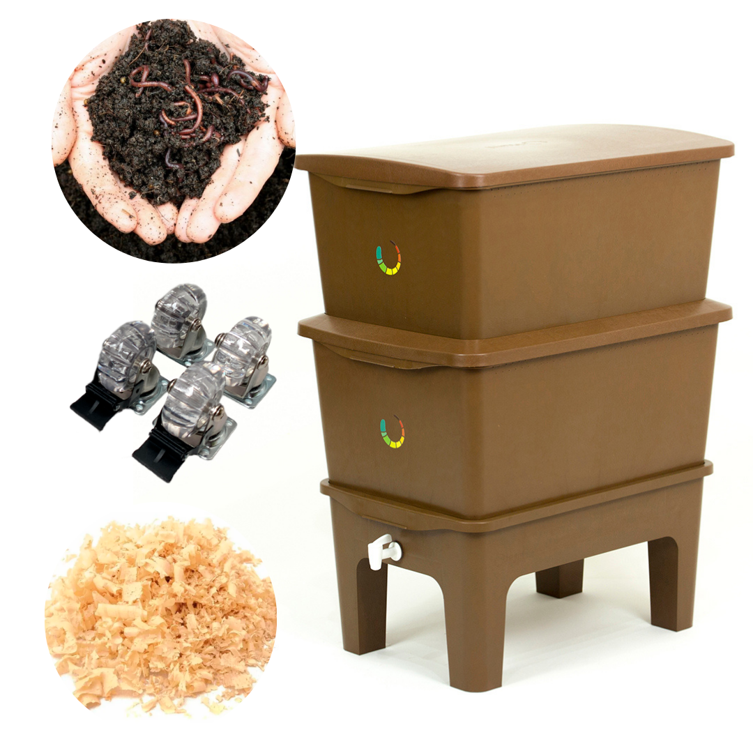 Composteira + Kit compostagem Marrom 90L