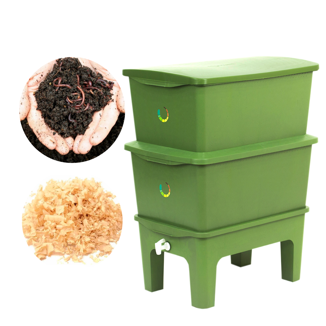 Composteira + Kit compostagem Verde 90L