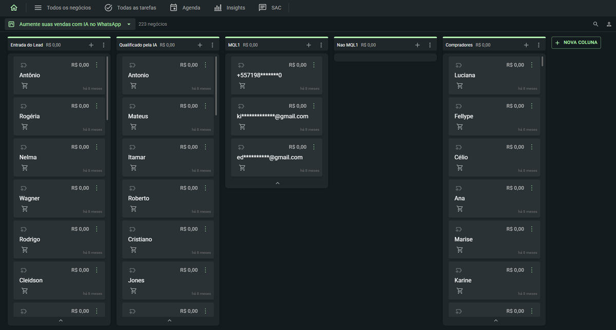 Interface do Agente SDR com agendamento automático